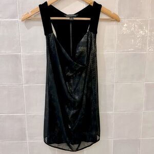 Rock & Republic Black Sleeveless Top, Zip Back, Lined, Scoop Neck, Shimmer, Sz S